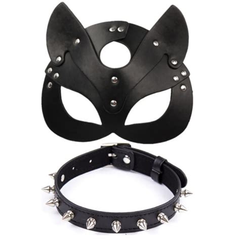 Porn Fetish Head Mask Pu Leather Cat Halloween Nuromance
