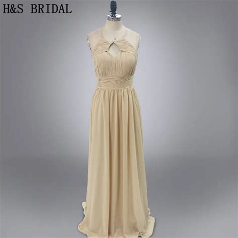 Real Photo Halter Sexy Nude Color Party Gown Long Chiffon Cheap Evening