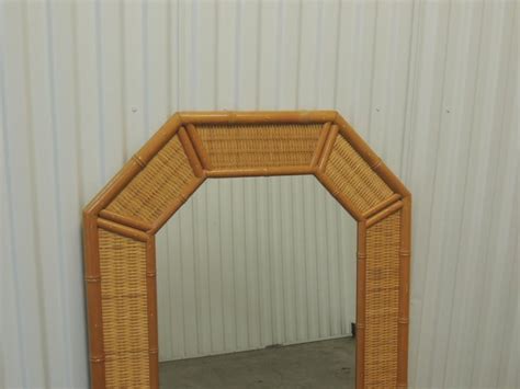 Vintage Tall Octagonal Shape Bamboo Mirror For Sale At 1stdibs