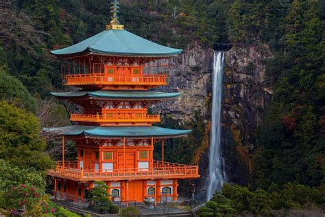 Seiganto Ji Pagoda And Nachi No Taki Falls In Nachikatsuura Japan