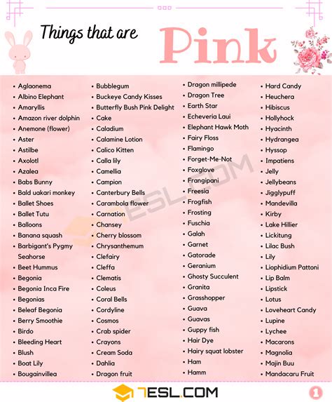 265 Wonderful Things That Are Pink You Should Know 7esl