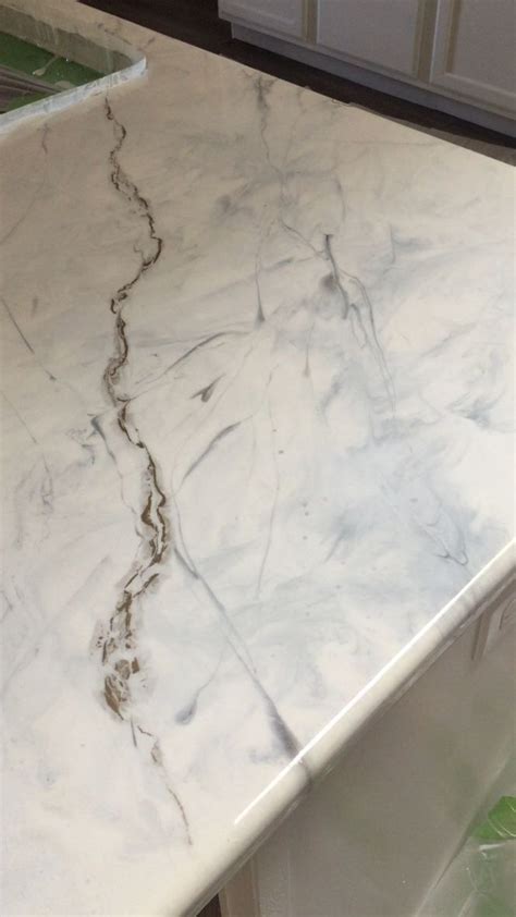 Epoxy Countertop Island White Marble With Gold Veins And Gray
