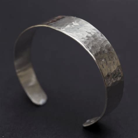 Sterling Silver Hammered Bangle Or Bracelet Cuff For Either Men Or