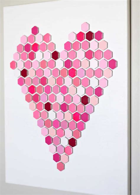 Heart Wall Art Made With Hexagon Tiles Diy Candy