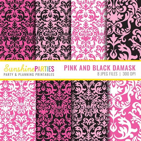 damask-pink-and-black-digital-paper-set-digital-paper-bundle-black-scrapbook-paper,-digital