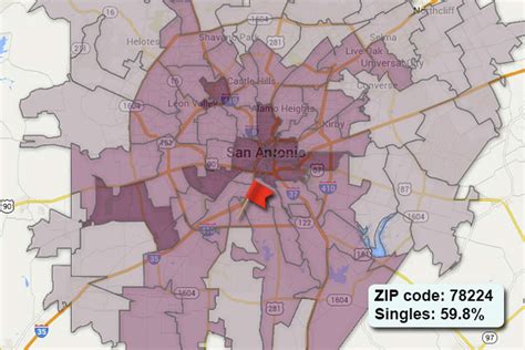 Map 20 San Antonio Zip Codes With The Highest Percentage Of Singles
