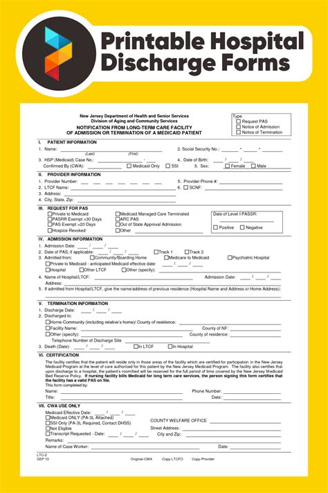 Printable Fillable Real Hospital Discharge Papers