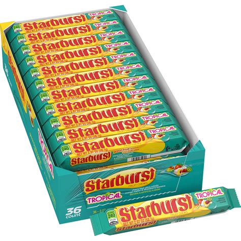 Starburst Tropical Fruit Chews Candy 207 Ounce 36 Single Packs