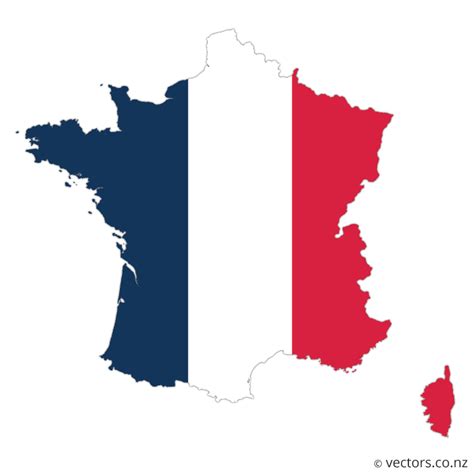Flag Vector Map of France | France flag, France map, Flag