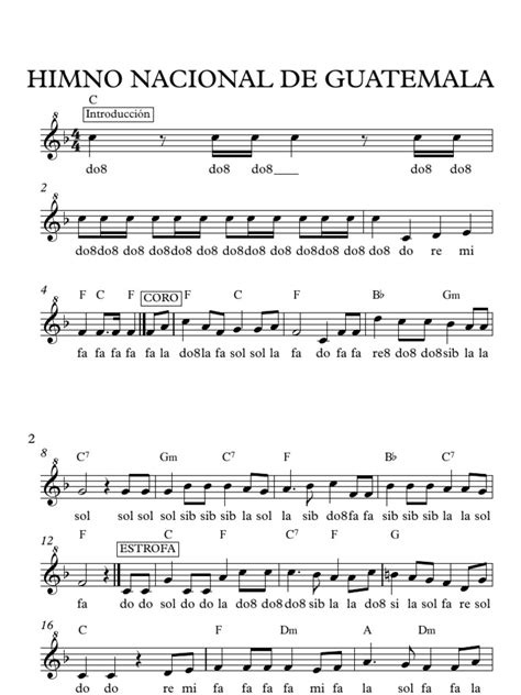 Himno Nacional De Guatemala Flauta1 Partitura Completapdf