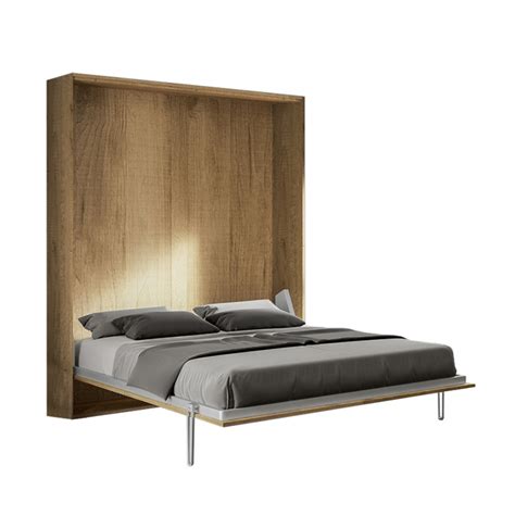 Kentaro Oak Foldaway Double Bed 160x190cm Wooden Wall Wardrobe
