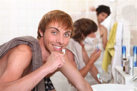 Guys In The Bathroom Stock Image Colourbox