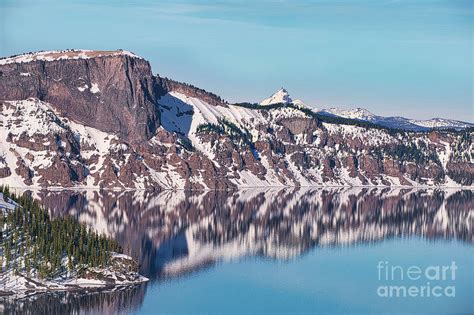 Reflection Photograph Crater Lake And Mount Thielsen By Michele