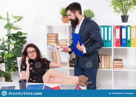 Im Busy Busy Secretary Talk On Phone Working Couple In Office