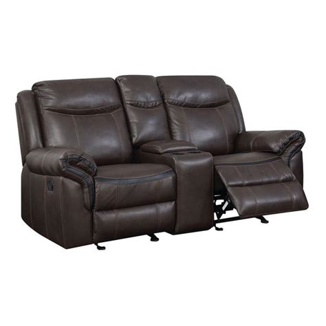 Shop Transitional Faux Leather Gel Recliner Love Seat With Power Outlet
