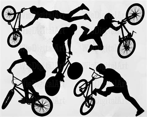 Bmx Stunt Svg Bmx Rider Silhouette Bicyclists Svg Bundle Bicyclists Svg