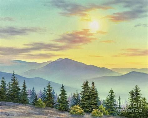 White Mountains Painting Sunset Over Mt Madison And Adams By Varvara