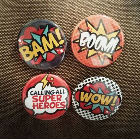 14 Superhero Button Pins Superhero Birthday Invitations Superhero