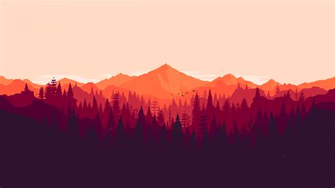 Wallpaper Forest Sunset Minimalism Red Sunrise Orange Pine