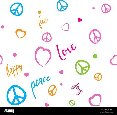 Peace Day Elements Seamless Pattern Background Peace Love Happy And
