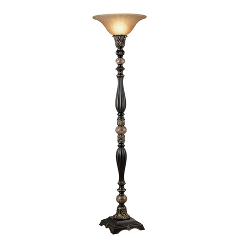 Portfolio Barada 72 In Bronze Torchiere Floor Lamp With Glass Shade At