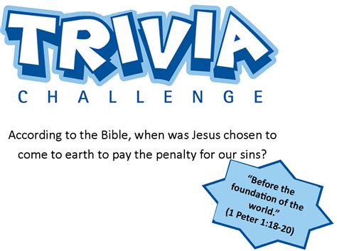 Whether you know the bible inside and out or are quizzing your kids before sunday school, these surprising trivia questions will keep the family entertained all night long. Bible Trivia Answer - Wellspring Christian Ministries