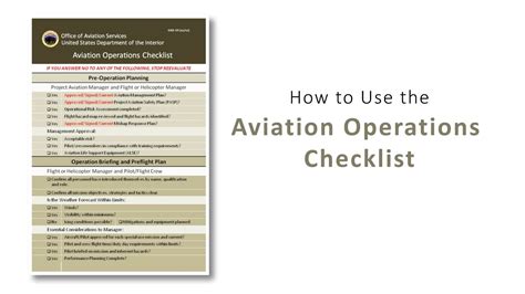 How To Use The Aviation Operations Checklist YouTube