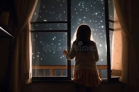 Girl Looking Out Window Night Stock Illustrations 90 Girl Looking Out