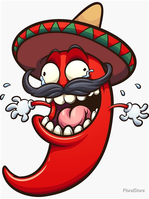 Chili Pepper Mexican Laughing Crazy Red New Design Sticker By