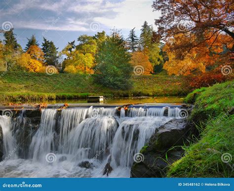 Autumn Scenery Waterfalls Park Landscape Stock Photo Image Of Morning