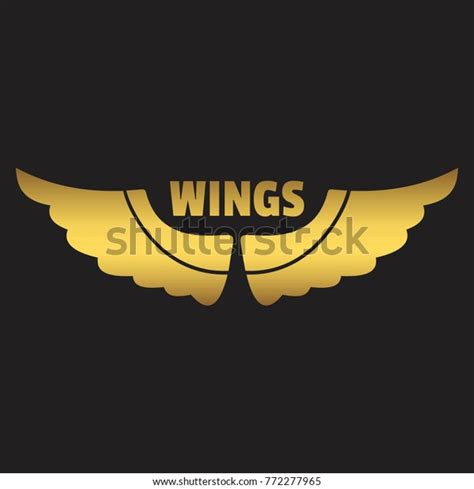 Vector Golden Wings Logo On Black Stock Vector Royalty Free 772277965