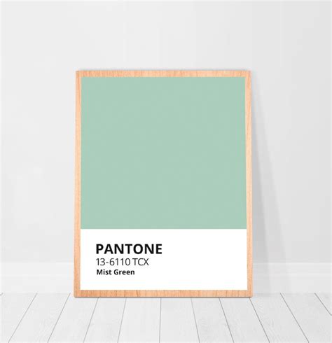 Mint Minimalist Pantone Colors Mist Green Printable Poster Etsy