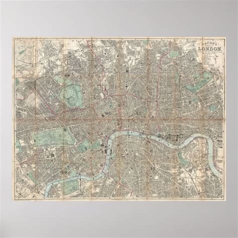 Vintage Map Of London 1890 Poster Zazzle
