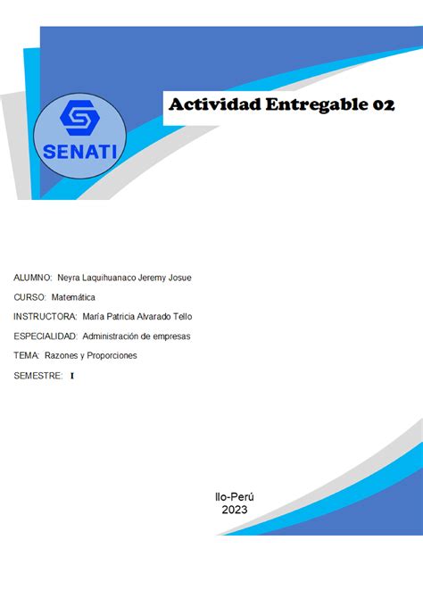 SCIU 178 Actividad Entregable 002 TEMA Razones Y Proporciones Con