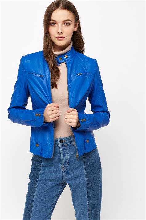 Royal Blue Faux Leather Jacket Just 7
