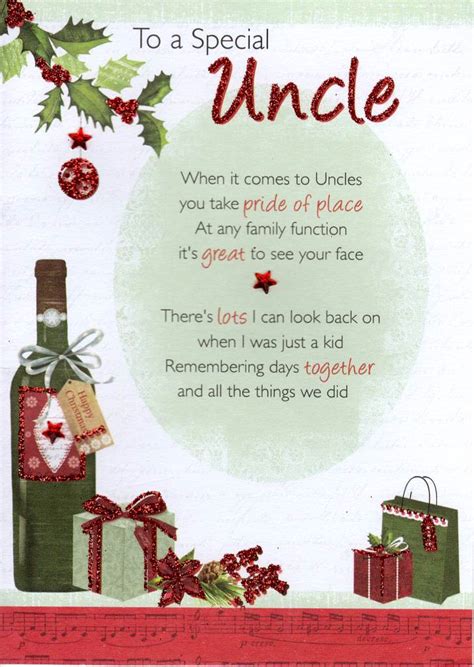 To A Special Uncle Christmas Greeting Card Traditional Cards Lovely Verse Ebay