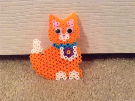 Orange Kitty Cat Perler Beads Melty Bead Patterns Perler Bead Patterns