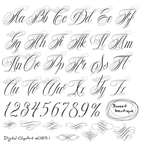 Handwritten Alphabet Calligraphy Alphabet Clip Art Etsy