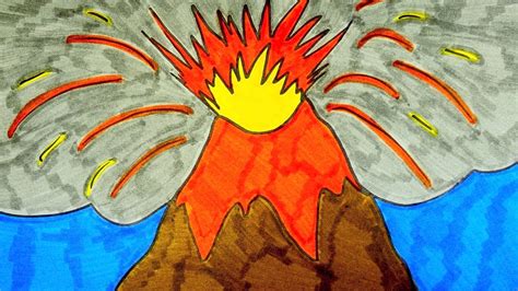 How To Draw A Volcano Kids Coloring Video Youtube