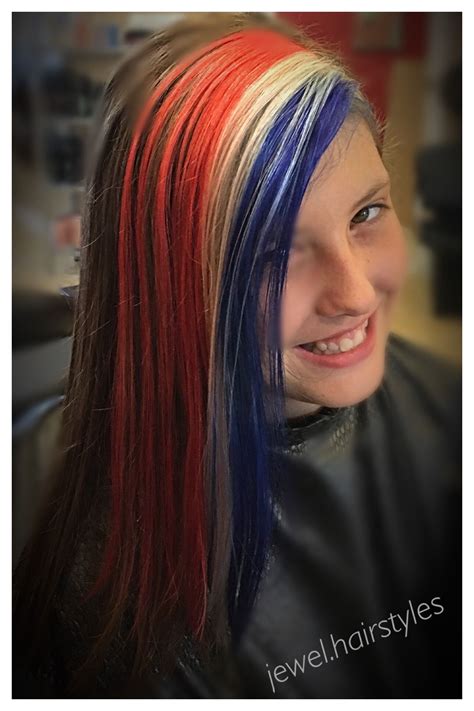Red White And Blue Blue Hair Hair Makeup Hair Styles
