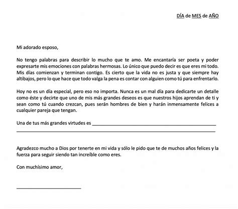 Carta De Amor Para Mi Esposo Ejemplo Y Formato