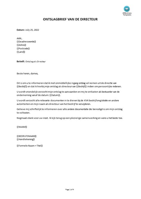 Opzegbrief Werkgever Ontslag Brief Voorbeeld Loretta Williams Letter