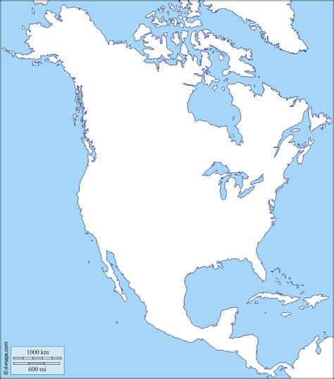 North America Free Map Free Blank Map Free Outline Map Free Base Map