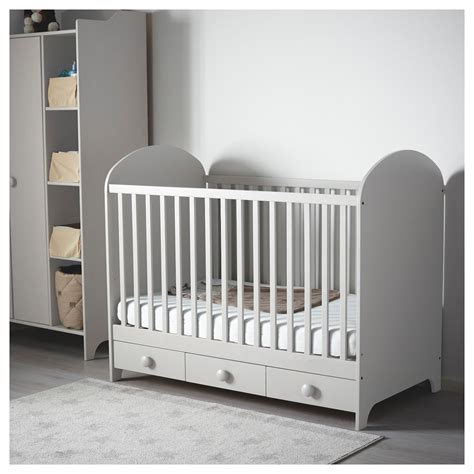 Your baby will sleep both safely and comfortably as the durable materials in the cot base have been tested to ensure they give their body the support it needs. GONATT Crib, light gray, 27 1/2x52" - IKEA in 2020 | Cribs ...