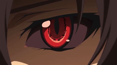 an anime character s eye is shown in this image