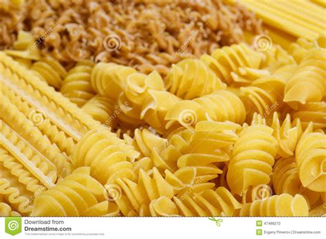 Different Types And Shapes Of Italian Pasta Stock Photo