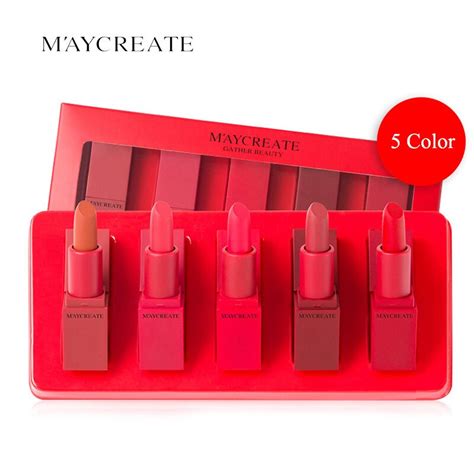 Maycreate New 5pcsset Lipsticks Sex Nude Lip Matte Kits Long Lasting