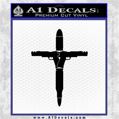 Cross Crucifix Guns Bullets Ammo Decal Sticker A1 Decals