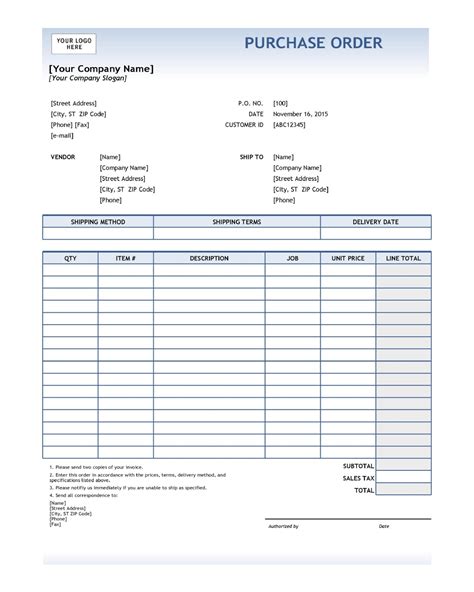 50 Free Purchase Order Template And Form Redlinesp