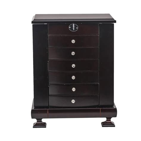 Zimtown Large Wooden Jewelry Boxcabinetarmoire With Lock For Women
